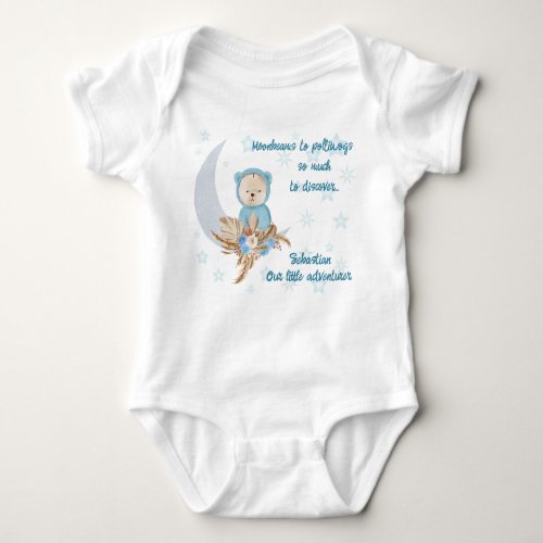 Blue Boho Bear Moon Baby Clothing Baby Bodysuit