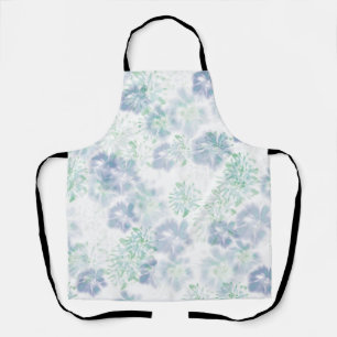 Blue Boho Blooming Flowers Floral Tie Dye Pattern  Apron