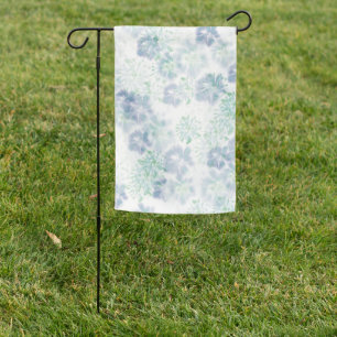 Blue Boho Blooming Flowers Floral Tie Dye Pattern Garden Flag