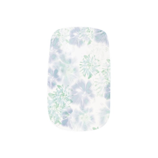 Blue Boho Blooming Flowers Floral Tie Dye Pattern  Minx Nail Art (Left Thumb)