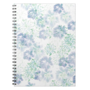 Blue Boho Blooming Flowers Floral Tie Dye Pattern  Notebook