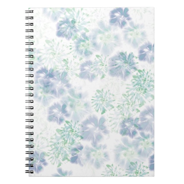 Blue Boho Blooming Flowers Floral Tie Dye Pattern  Notebook (Front)