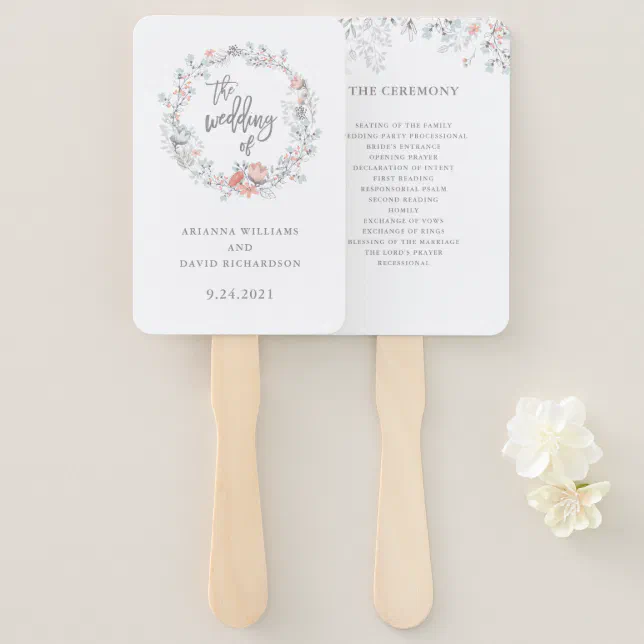 Blue Boho Botanical Wedding Hand Fan | Zazzle