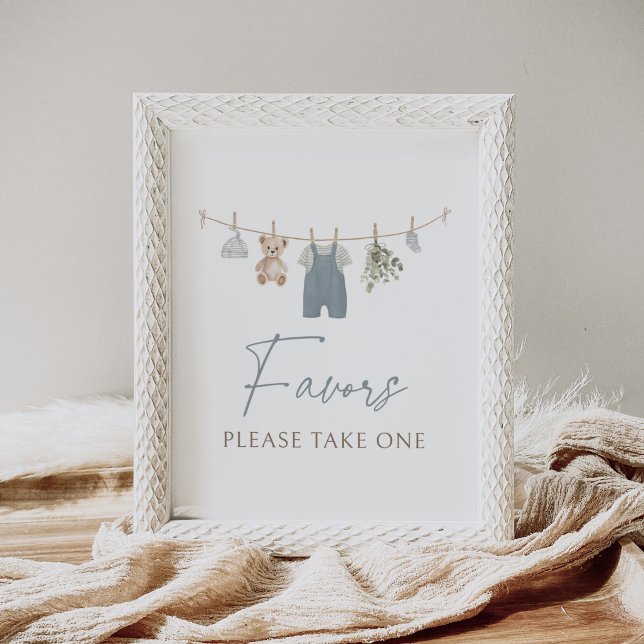 Blue Boho Boy Baby Clothes Baby Shower Favors Sign (Creator Uploaded)