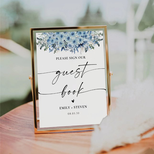 Blue Boho Bridal Shower Guest Book Sign (Creator Uploaded)