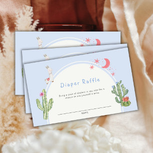 Blue Boho Cactus Toys Diaper Raffle Baby Shower  Enclosure Card