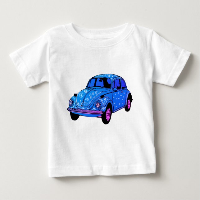 Blue Boho Car Fine Jersey T-Shirt, White Baby T-Shirt (Front)