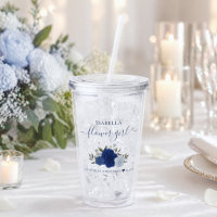 Blue Boho Chic Roses Elegant Flower Girl Wedding