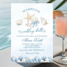 Blue Boho Coastal Bridal Shower invitation