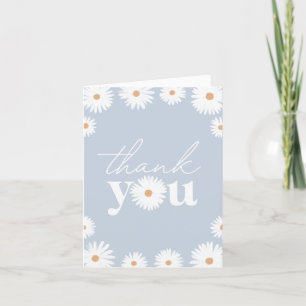 Blue Boho Daisy Birthday Party Thank You Card