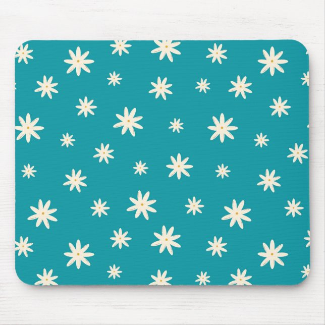 Blue Boho Daisy  Mouse Pad (Front)