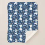 Blue boho design with unicorn sherpa blanket