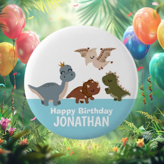 Blue Boho Dinosaur  Button (Discover the enchanting blue Dinosaur Button! )