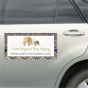 Blue Boho Elephant, Babysitter, Daycare, Nursery Car Magnet