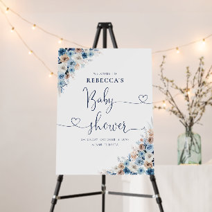 Blue Boho Floral Baby Shower Foam Board