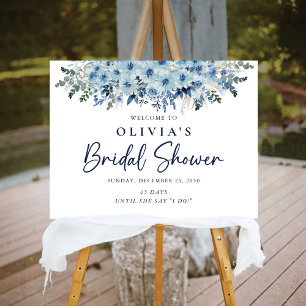 Blue Boho Floral Bridal Shower Foam Board