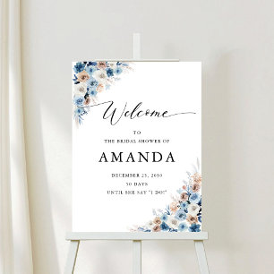 Blue Boho Floral Bridal Shower Foam Board
