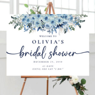 Blue Boho Floral Bridal Shower Foam Board 