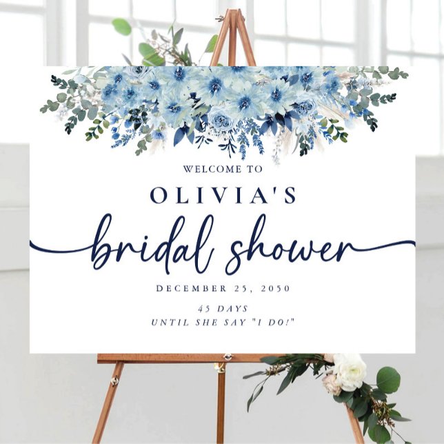 Blue Boho Floral Bridal Shower Foam Board  (Creator Uploaded)