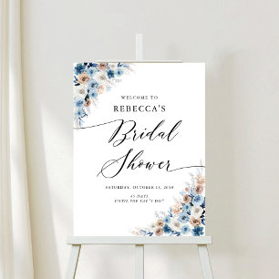 Blue Boho Floral Bridal Shower Foam Board