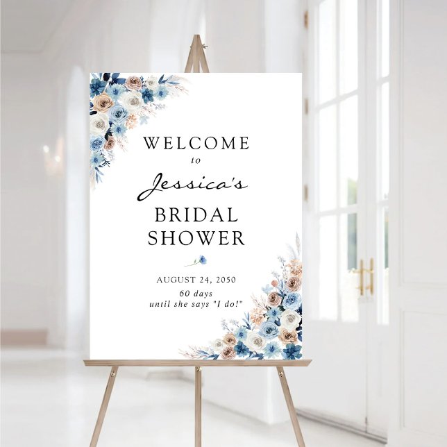 Blue Boho Floral Bridal Shower Foam Board (Creator Uploaded)