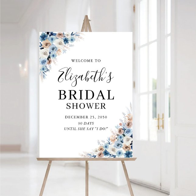 Blue Boho Floral Bridal Shower Foam Board (Creator Uploaded)