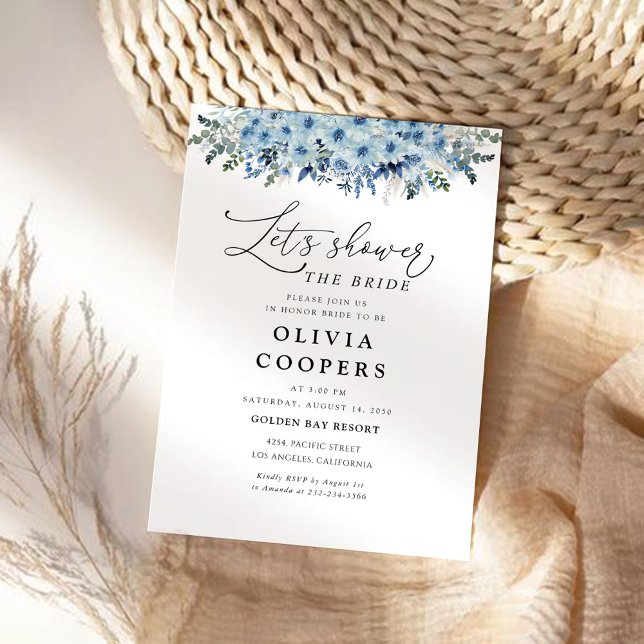 Blue Boho Floral Bridal Shower Invitation (Creator Uploaded)