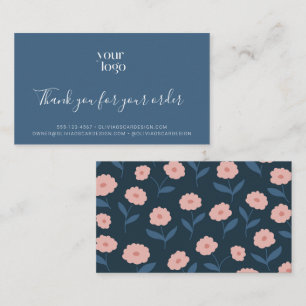 Blue Boho Floral Logo Thank You Business Insert