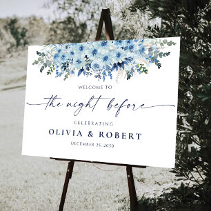 Blue Boho Floral The Night Before Foam Board