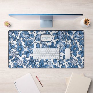 Blue Boho Floral w/Name & Monogram