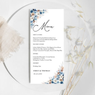 Blue Boho Floral Wedding Ceremony Menu