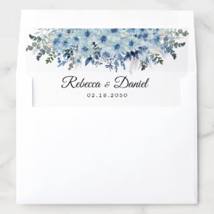 Blue Boho Floral Wedding Envelope Liner