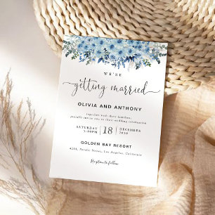 Blue Boho Floral Wedding Invitation