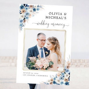 Blue Boho Floral Wedding Photo Prop Foam Board