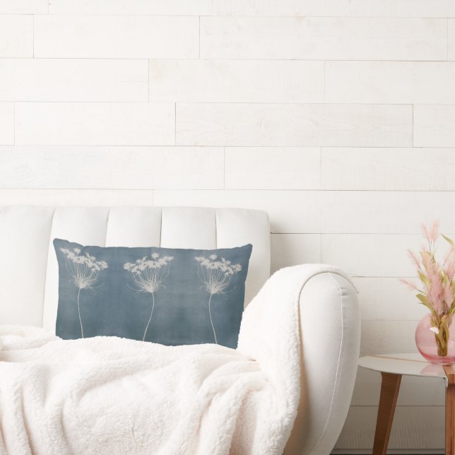 Blue Boho Flower Lumbar Pillow (Couch)