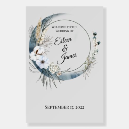 Blue Boho Half Moon Wedding Welcome Sign