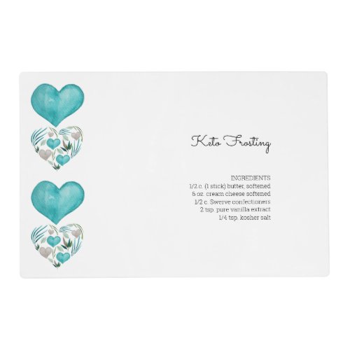Blue Boho Hearts And Your Recipe Placemat