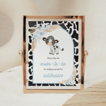 Blue Boho Highland Cow Baby Envelope Station Poster