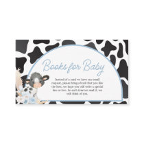 Blue Boho Highland Cow Baby Shower Books for Baby Enclosure Card