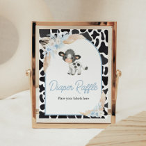 Blue Boho Highland Cow Baby Shower Diaper Raffle Poster