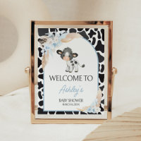 Blue Boho Highland Cow Baby Shower Welcome
