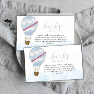 Blue Boho Hot Air Balloon Books For Baby Shower Enclosure Card