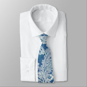 Blue Boho Lace Paisley Pattern Neck Tie