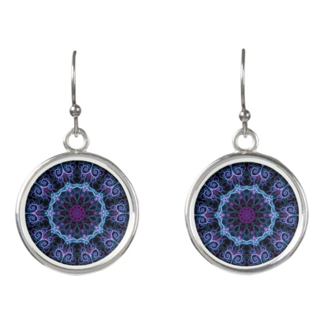 Blue Boho Mandala Earrings (Front)