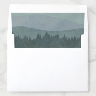 Blue Boho Mountains and Forest Wedding Envelope Liner
