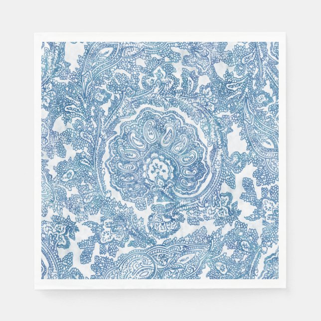 Blue Boho Paisley Pattern  Napkins (Front)