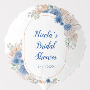 Blue Boho Pampas Grass Bridal Shower Balloon