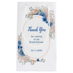 Blue Boho Pampas Grass Bridal Shower Small Gift Bag
