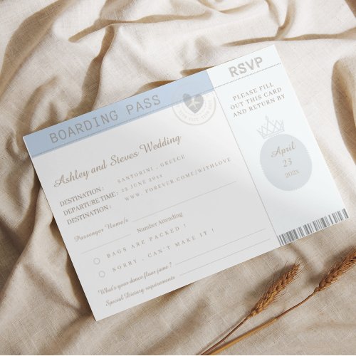 Blue Boho Passport RSVP Wedding  Invitation