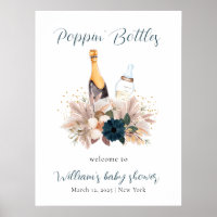 Blue Boho Poppin Champagne Baby Shower Welcome